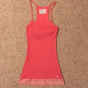 Abercrombie & Fitch Coral Lace Trim Racerback Tank Top